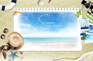 沙滩背景边框