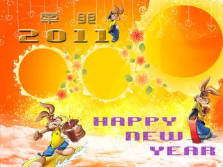 2011新年卡通兔儿童台历PSD