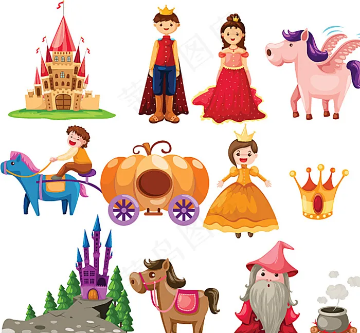卡通童话人物矢量素材图片ai矢量模版下载