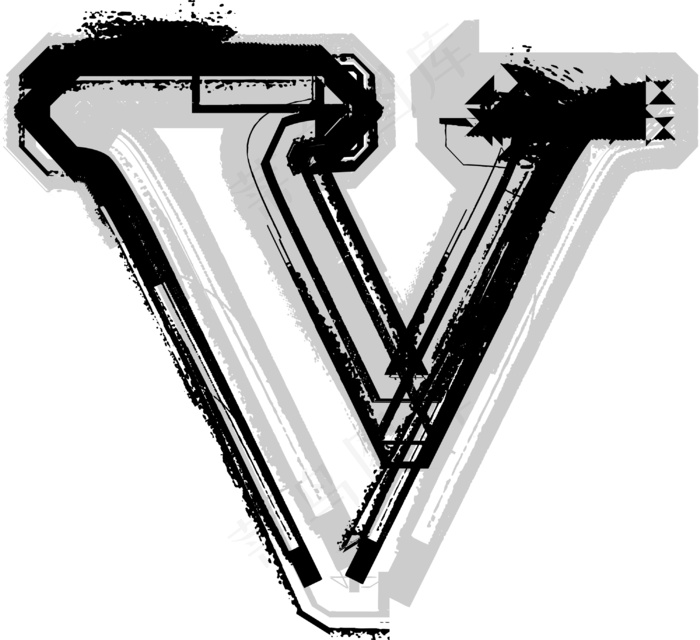 垃圾字体的字母Veps,ai矢量模版下载