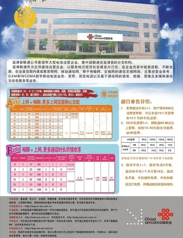 联通单页图片cdr矢量模版下载