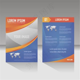 彩色曲线世界地图折页图片