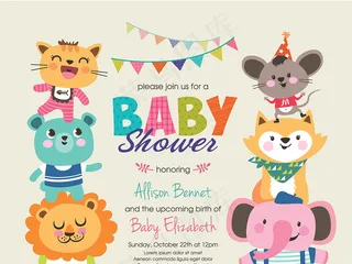 扁平化卡通可爱动物设计矢量