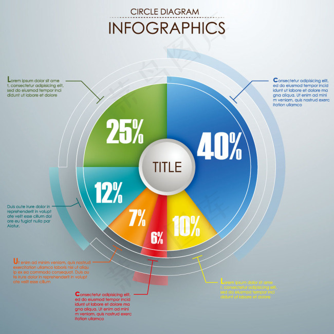3D彩色圆形信息图表eps,ai矢量模版下载