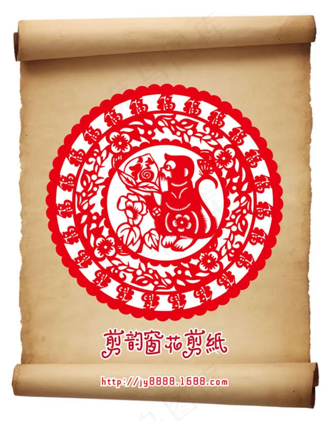 猴年剪纸ai矢量模版下载