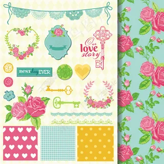 精美玫瑰花婚礼元素矢量素材