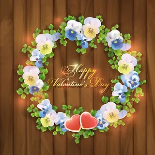 情人节复古花环背景矢量素材图片