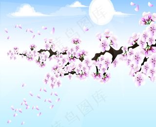 清新桃花移门图