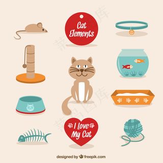 可爱卡通矢量猫