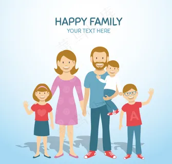 幸福家庭插画矢量素材图片
