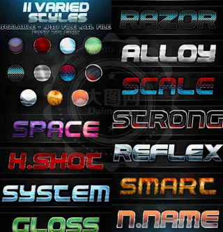 11款创意图案艺术字PS样式