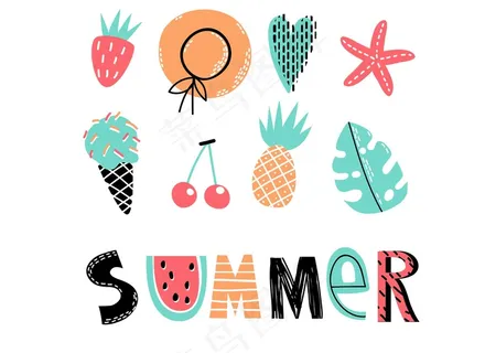 卡通清新夏天图标png元素