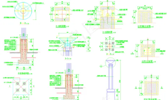 公园景观 景观灯柱详图图片