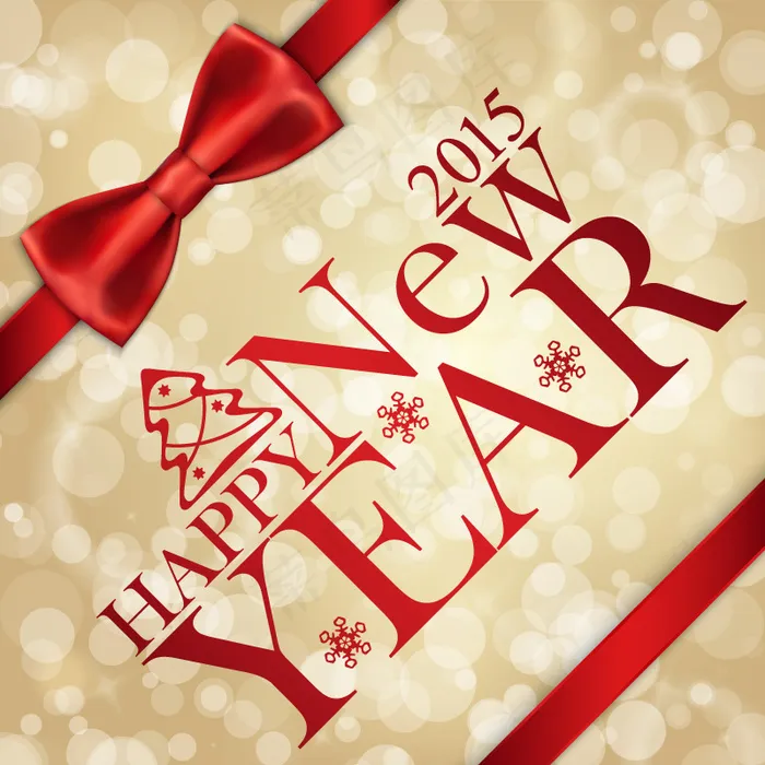 红蝴蝶结新年背景eps,ai矢量模版下载