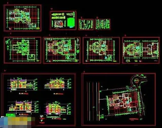 意大利风格整套独立别墅cad施工设...