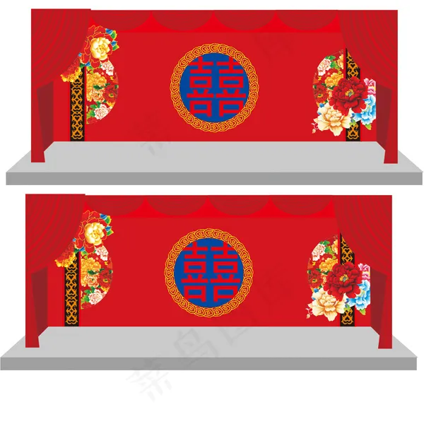 婚礼婚庆舞台背景设计cdr矢量模版下载