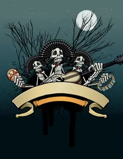 骷髅骨头弹吉它矢量素材