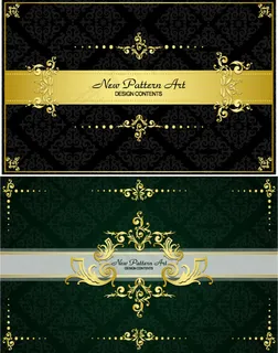 金色细纹花边古典底纹矢量素材