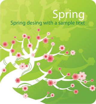 矢量树木花朵贺卡图片