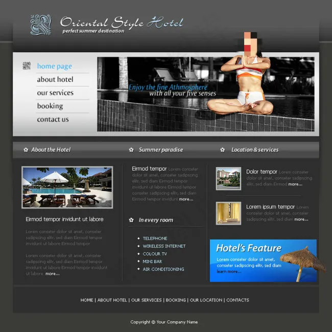 假期旅游网页psd模板psd模版下载