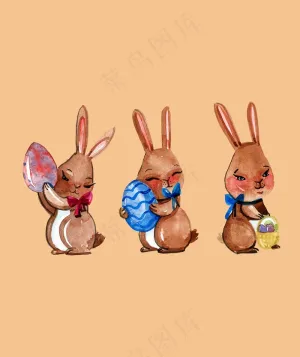 三只兔子卡通动物图案素材