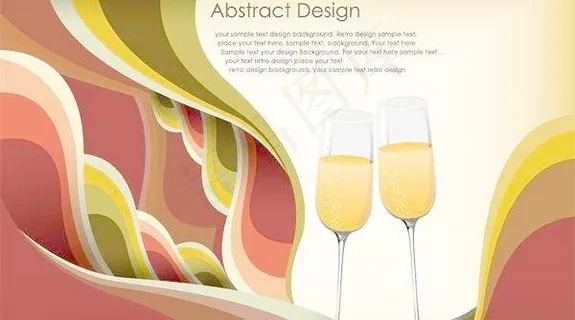 香槟杯子潮流背景矢量图