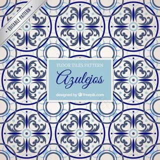 蓝色色调地板砖图案