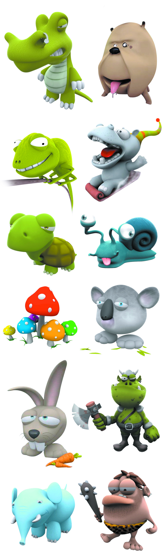 手绘卡通3d立体动物卡通形象素材合...(3602X5492(DPI:300))psd模版下载