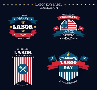 优雅的美国劳动节复古风格的贴纸