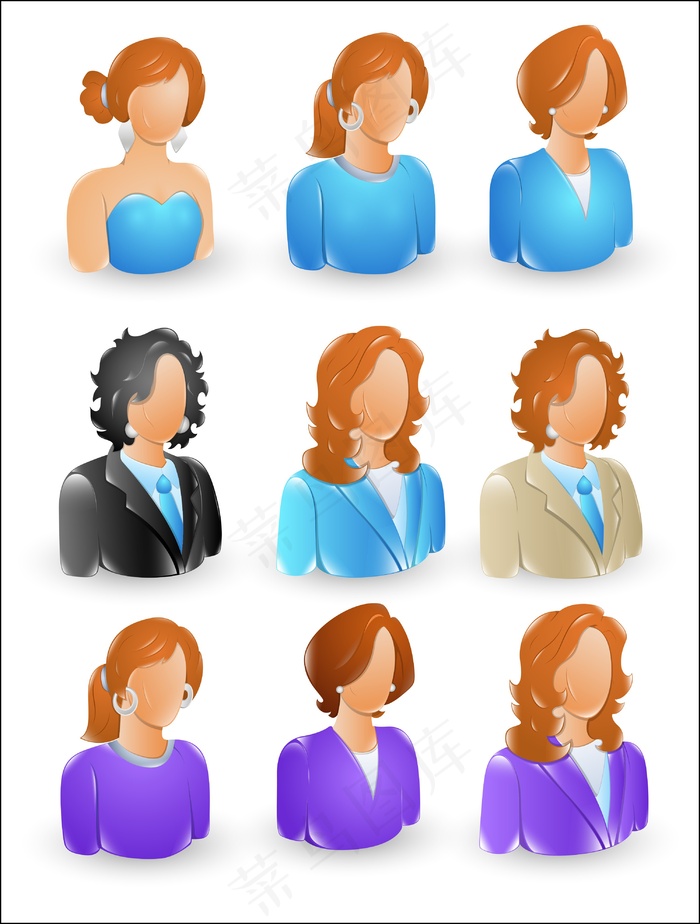 女性的图标eps,ai矢量模版下载
