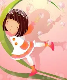 韩国女孩儿童矢量图043ai矢量模版下载