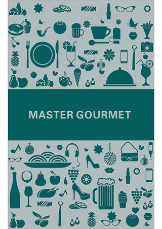 简约风美食图标海报