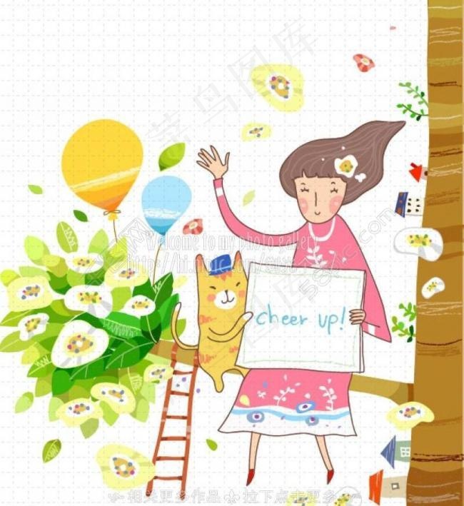 春天人物插画图片eps,ai矢量模版下载