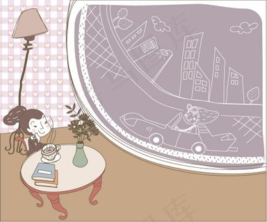 可爱线条插画矢量素材-44