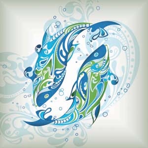 精致花纹海洋生物矢量素材