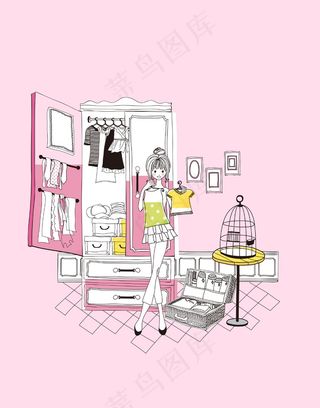 女孩场景画设计素材