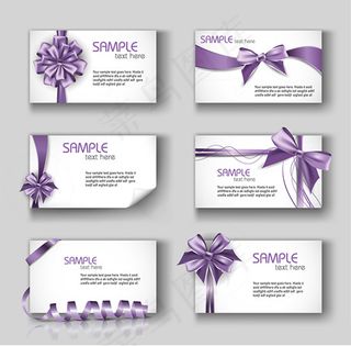 紫色蝴蝶结丝带卡片设计矢量素材