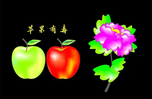 苹果牡丹矢量图