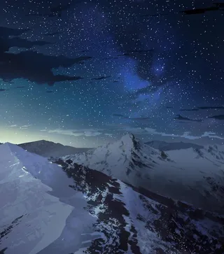 雪山夜景图片