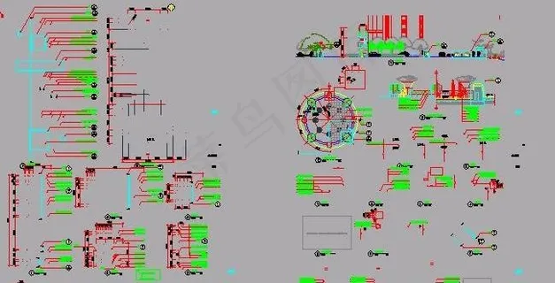 欧式水景、廊架设计图