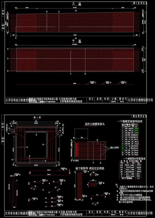 主桥端横梁钢筋构造cad图纸