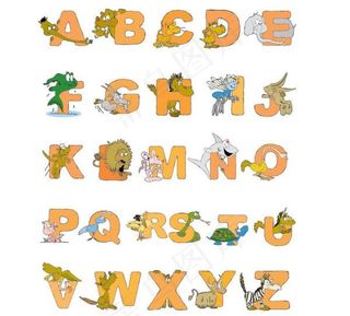 卡通动物字母设计01矢量