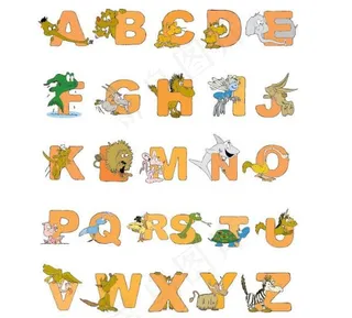 卡通动物字母设计01矢量