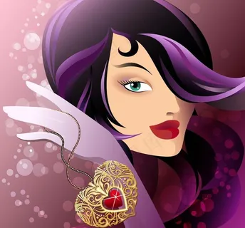 卡通美女爱心图片