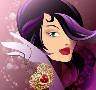 卡通美女爱心图片