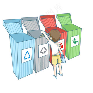 垃圾分类垃圾桶,免抠元素