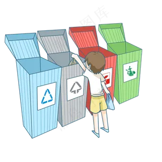 垃圾分类垃圾桶,免抠元素