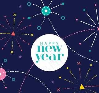 多彩烟花新年背景
