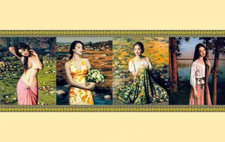 移门图片 人物油画 国画 移门 屏...