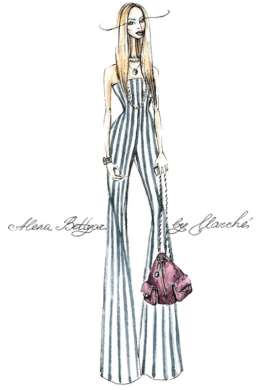 抹胸条纹连体装设计图